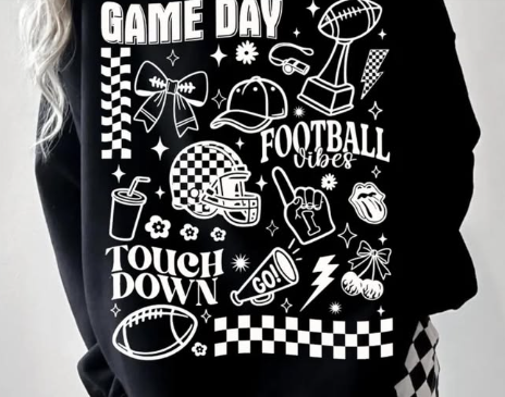 Game Day Football Sweatshirt Red or Black