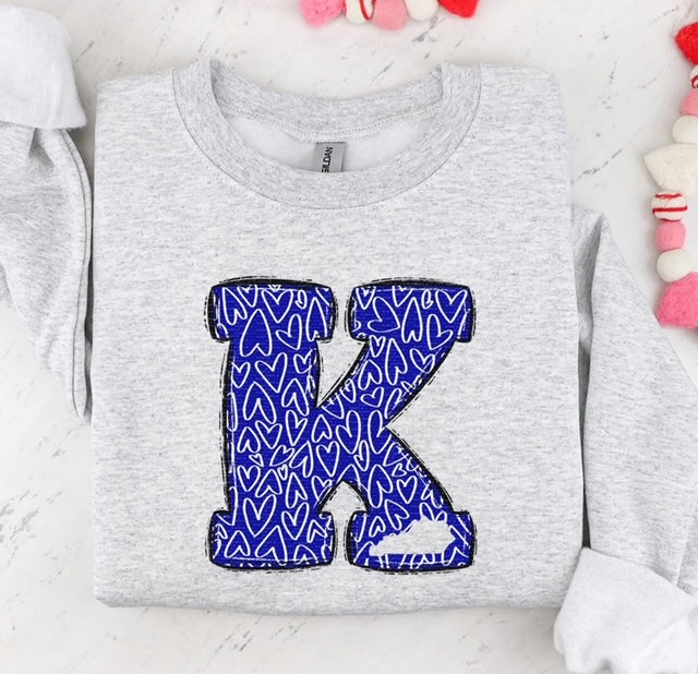 K Blue Hearts Long Sleeve Tshirt