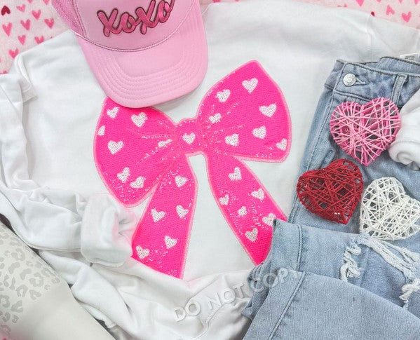 Sequins Pink Bow Sweatshirt