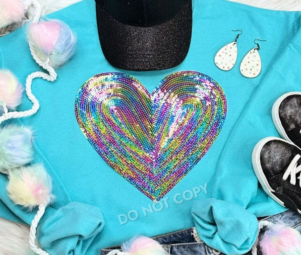 Sequins Multi Color Heart Sweatshirt